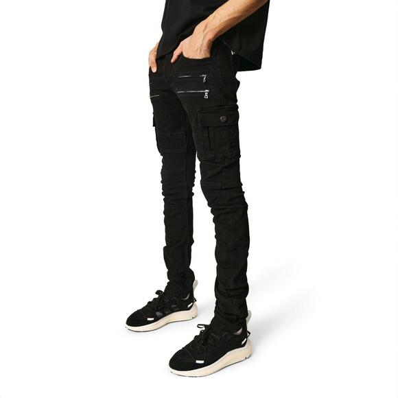 AKINGS Biker Stacked Jeans - Black (Size 38 and 40) - Picture 6 of 9
